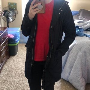 Navy blue rain jacket